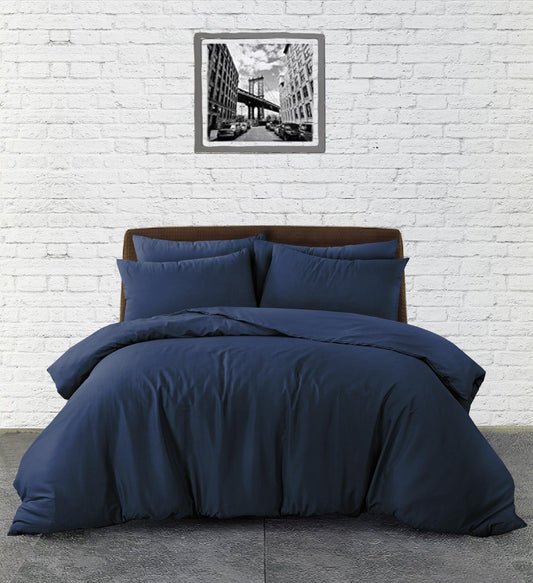 Plain Duvet Cover Set - Navy - Bedding Park