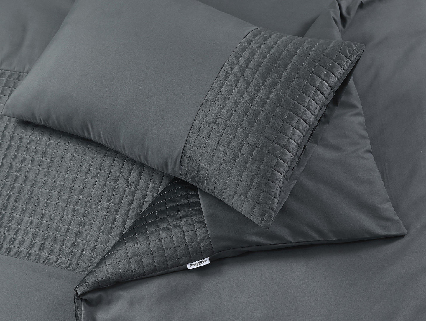 Velvet Patch Duvet Cover Set- Charcoal - Bedding Park