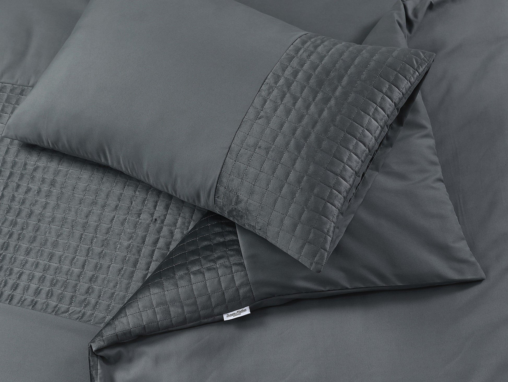 Velvet Patch Duvet Cover Set- Charcoal - Bedding Park