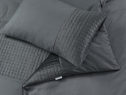 Velvet Patch Duvet Cover Set- Charcoal - Bedding Park