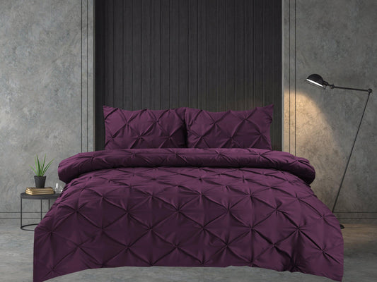 Pintuck Duvet Cover Set - Damson - Bedding Park