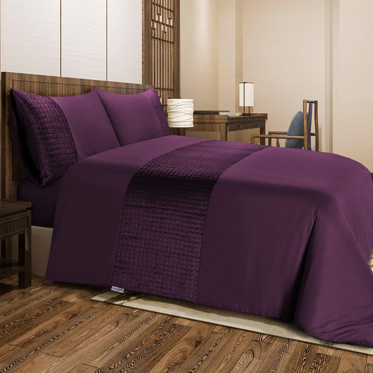 Velvet Patch Duvet Cover Set - Damson - Bedding Park