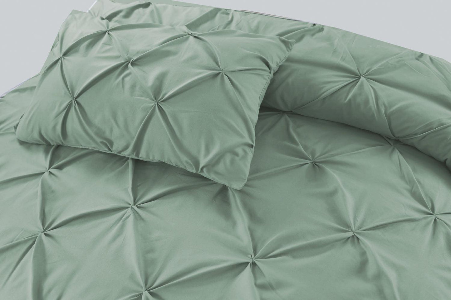Pintuck Duvet Cover Set- Sage Green - Bedding Park