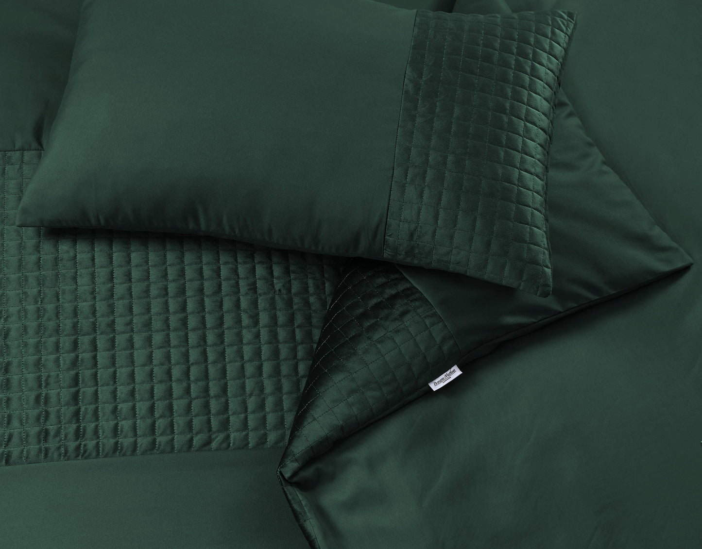 Velvet Patch Duvet Cover Set- Bottle Green - Bedding Park