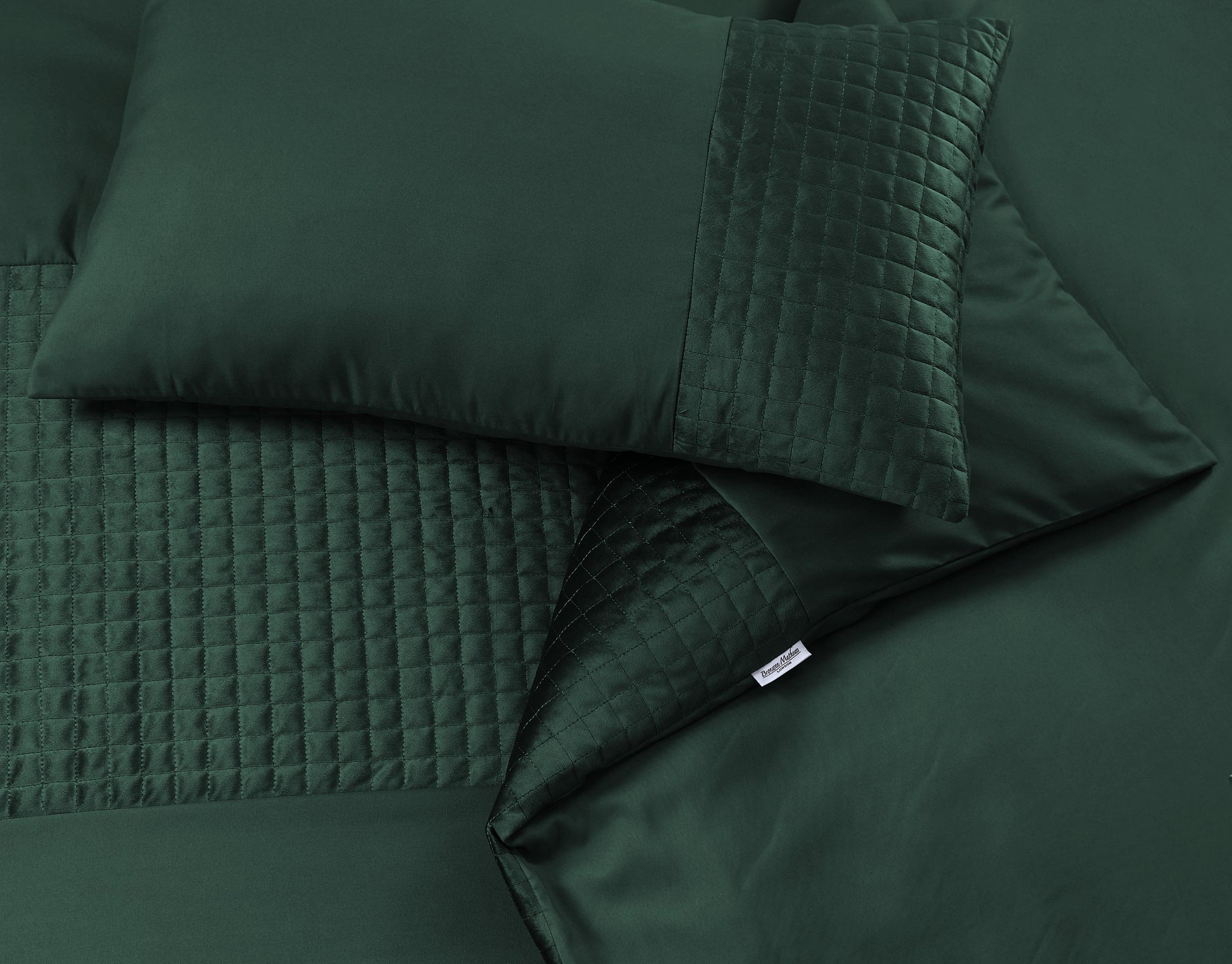 Velvet Patch Duvet Cover Set- Bottle Green - Bedding Park