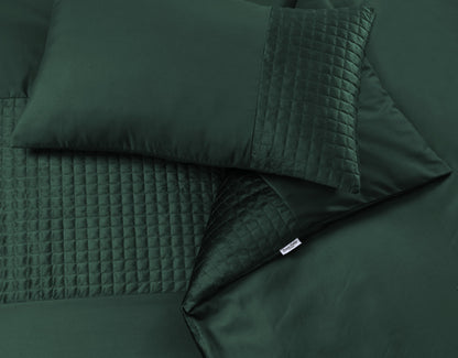 Velvet Patch Duvet Cover Set- Bottle Green - Bedding Park