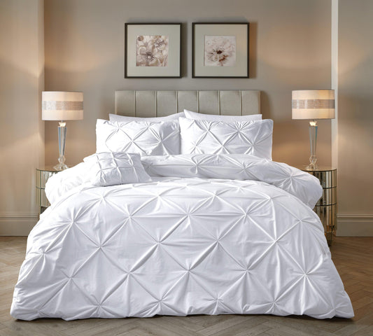 Velvet Pintuck Duvet Cover Set - White - Bedding Park