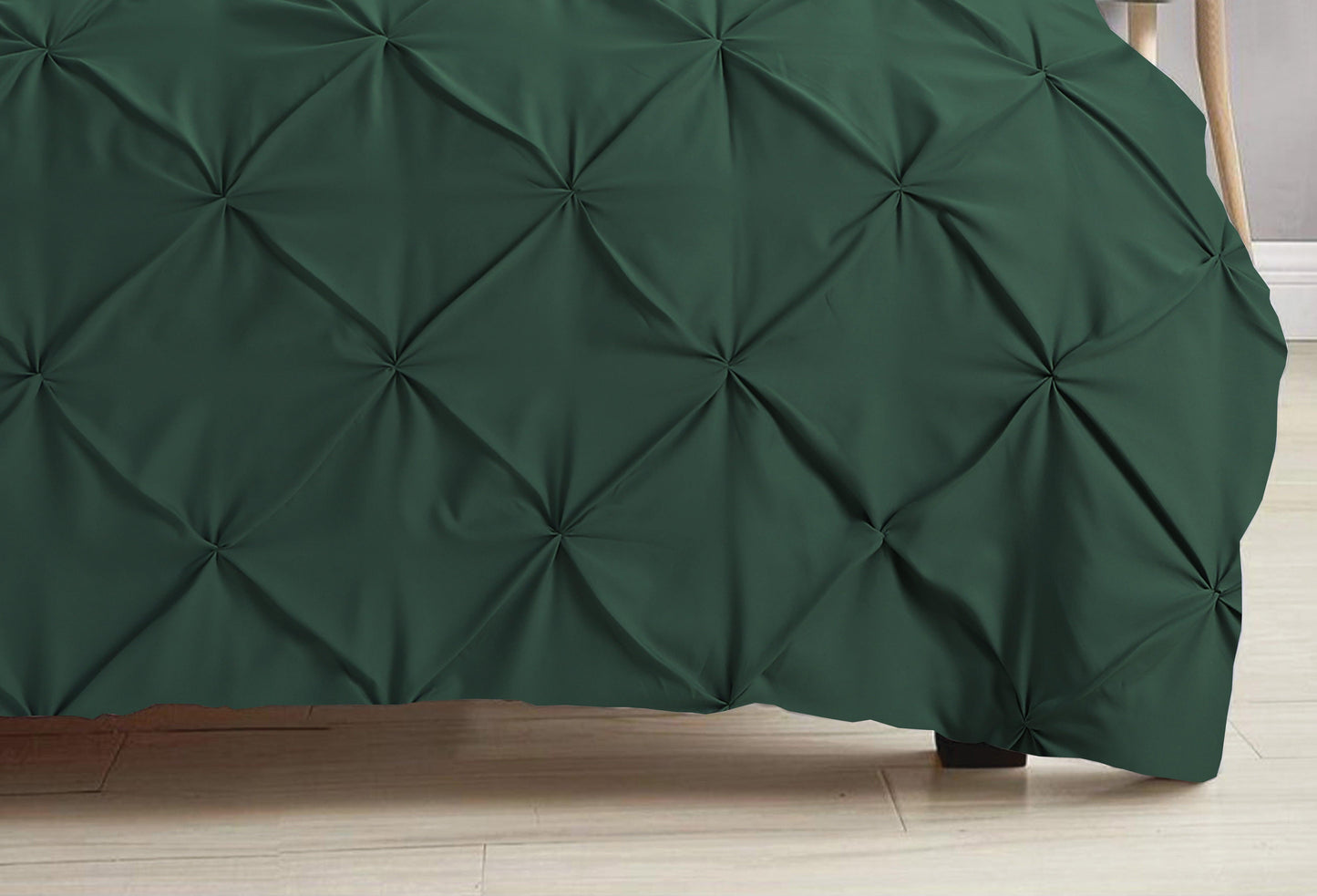 Pintuck Duvet Cover Set- Bottle Green - Bedding Park