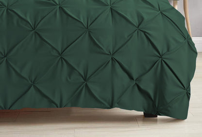 Pintuck Duvet Cover Set- Bottle Green - Bedding Park