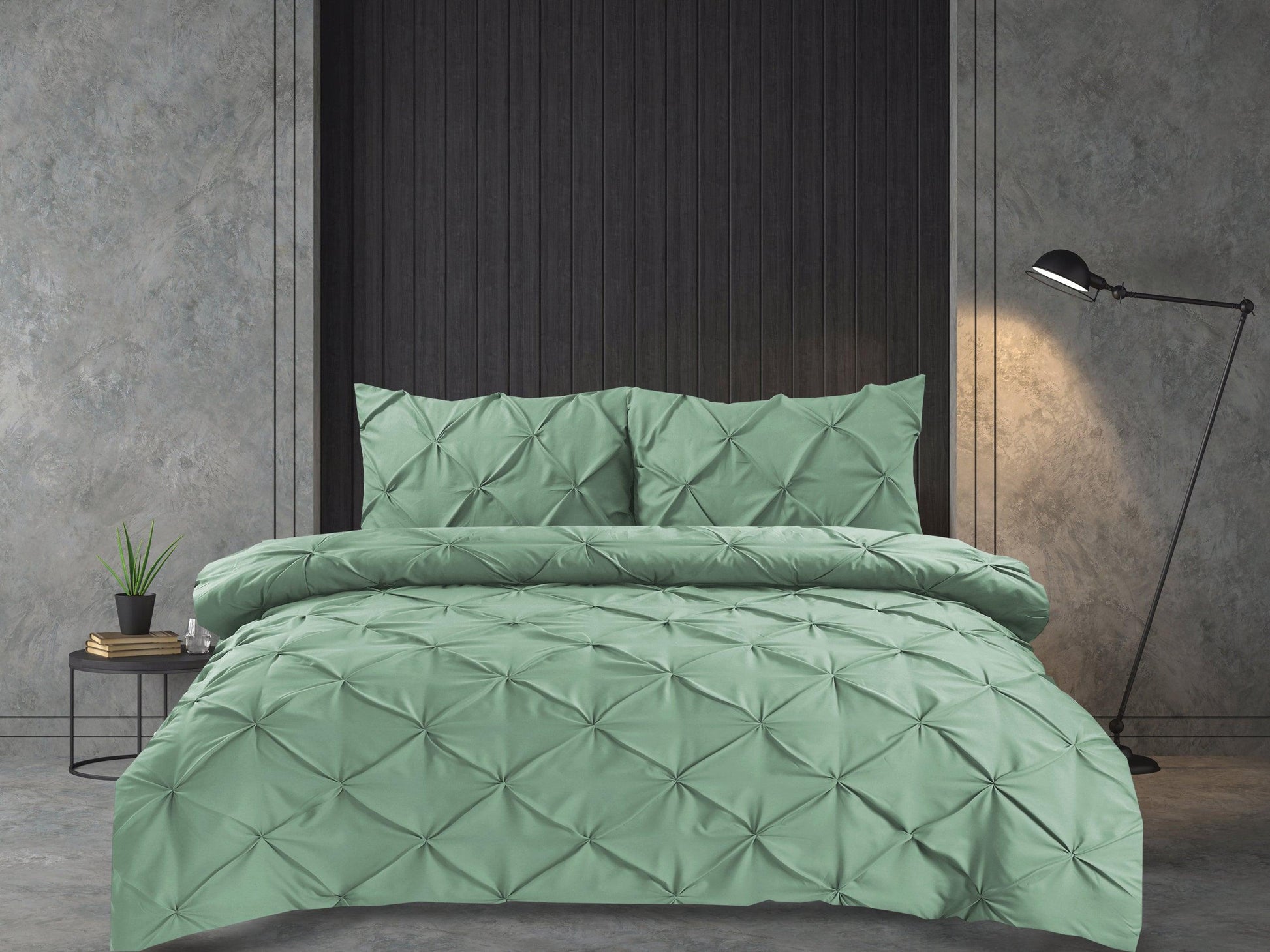 Pintuck Duvet Cover Set- Sage Green - Bedding Park