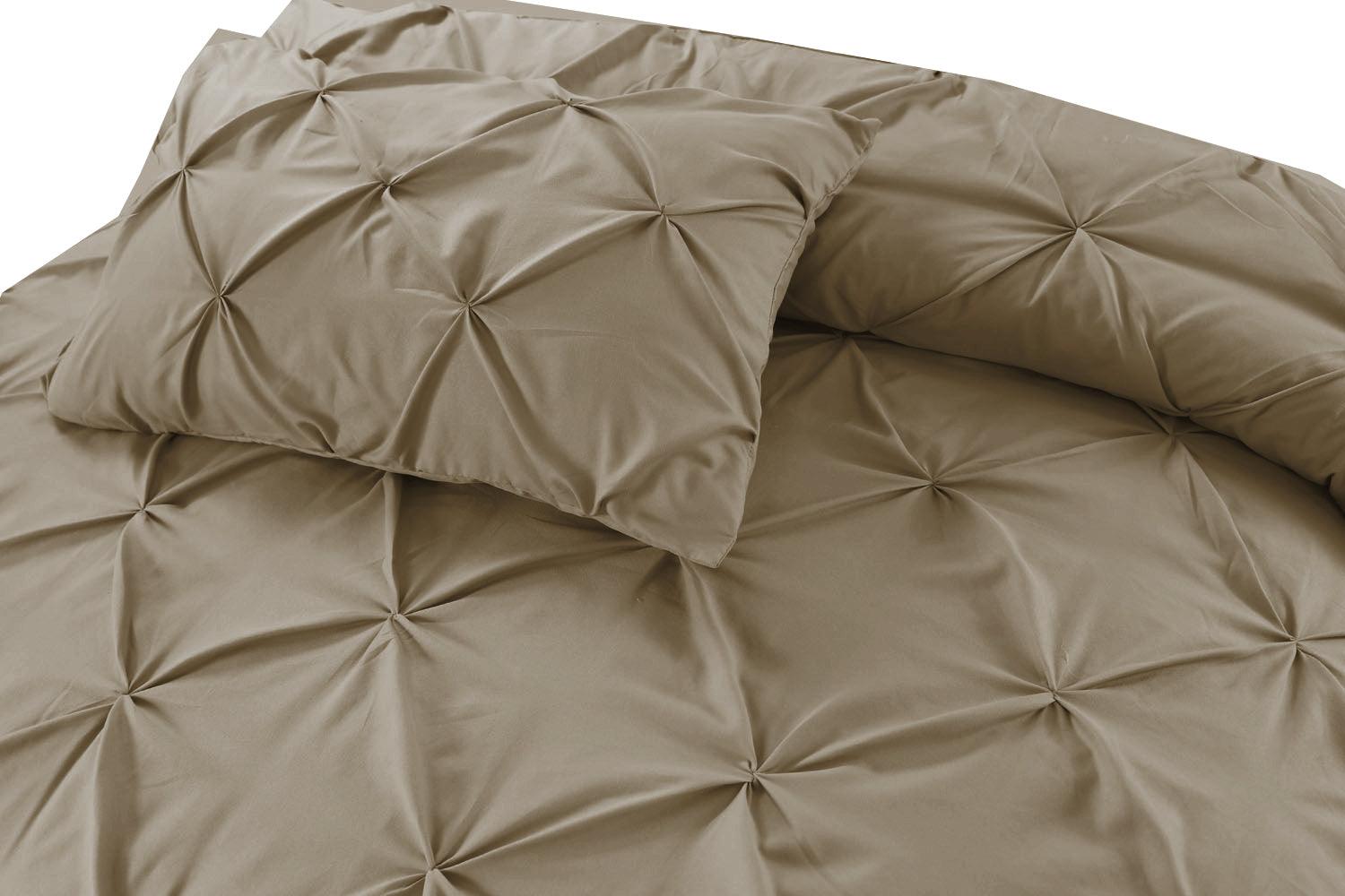 Pintuck Duvet Cover Set- Taupe - Bedding Park