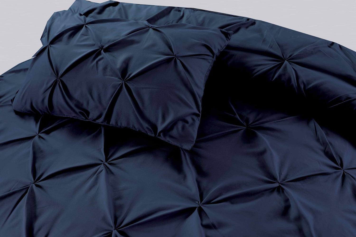 Pintuck Duvet Cover Set- Navy - Bedding Park