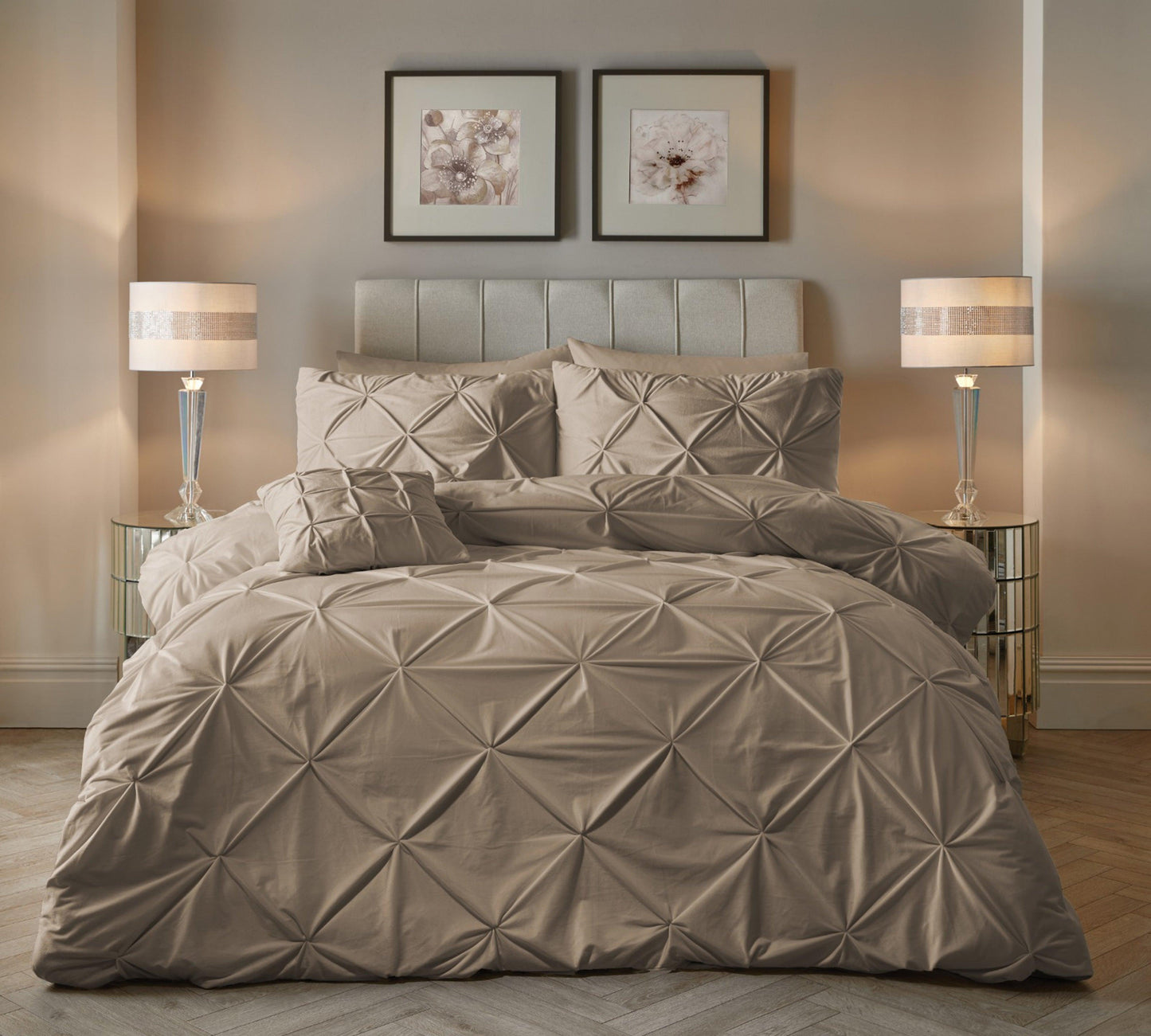 Velvet Pintuck Duvet Cover Set - Taupe - Bedding Park