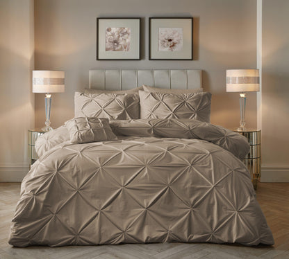 Velvet Pintuck Duvet Cover Set - Taupe - Bedding Park