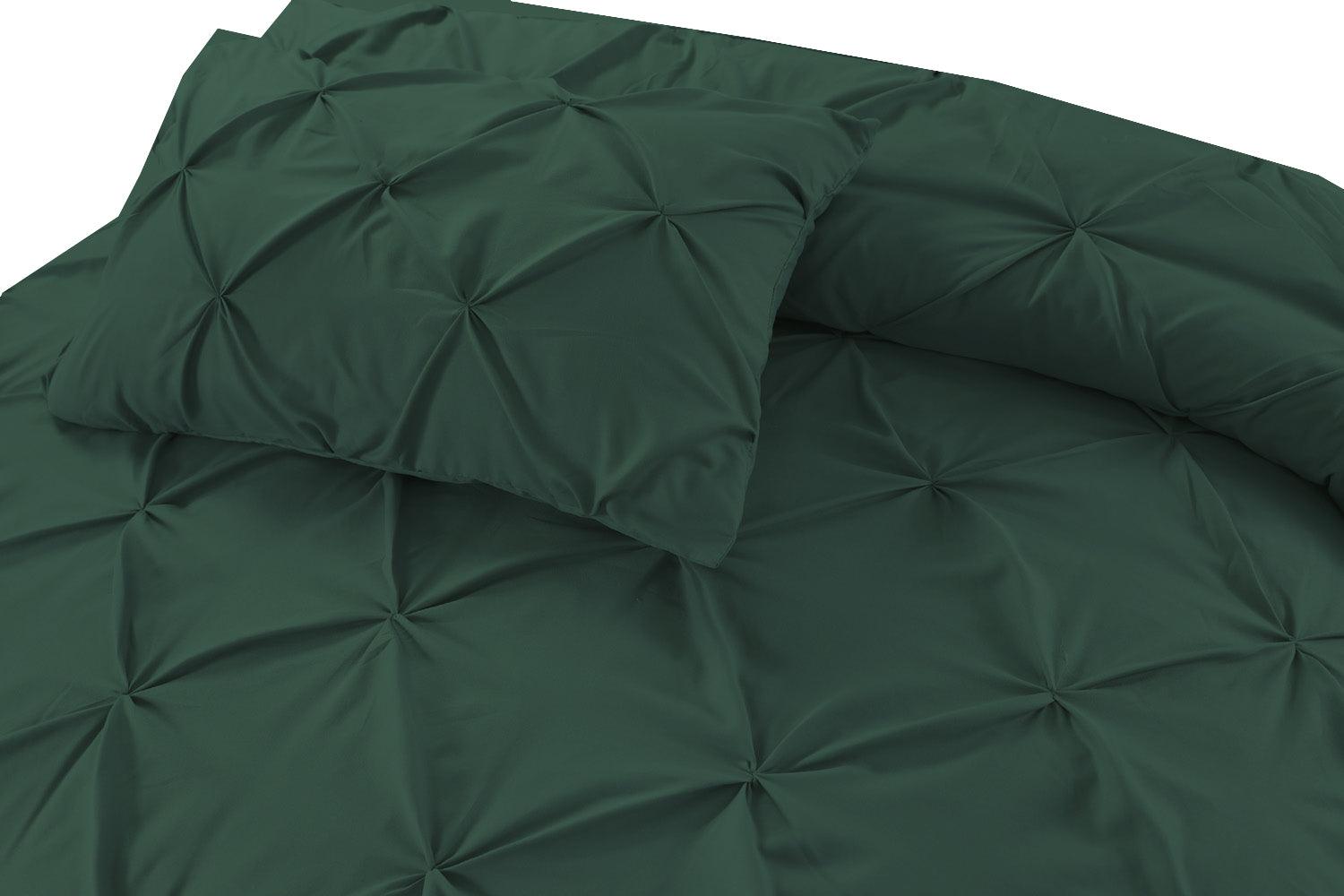 Pintuck Duvet Cover Set- Bottle Green - Bedding Park
