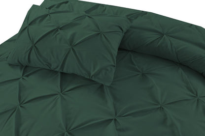 Pintuck Duvet Cover Set- Bottle Green - Bedding Park
