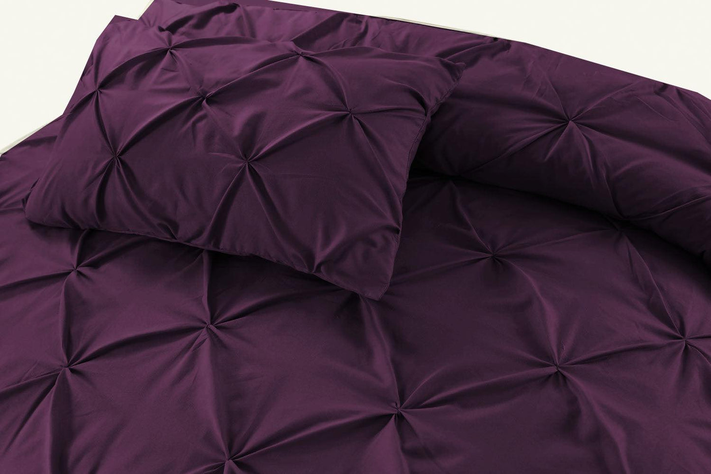 Pintuck Duvet Cover Set - Damson - Bedding Park