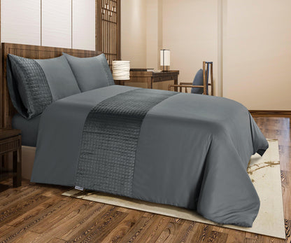 Velvet Patch Duvet Cover Set- Charcoal - Bedding Park