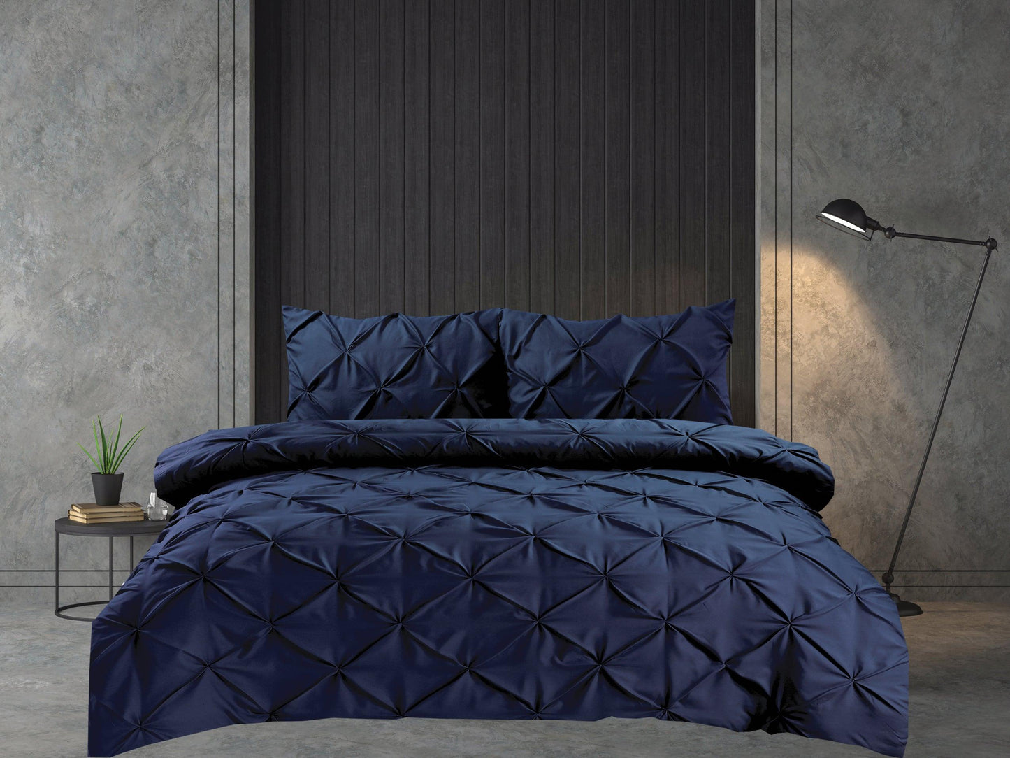 Pintuck Duvet Cover Set- Navy - Bedding Park