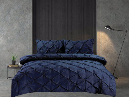 Pintuck Duvet Cover Set- Navy - Bedding Park