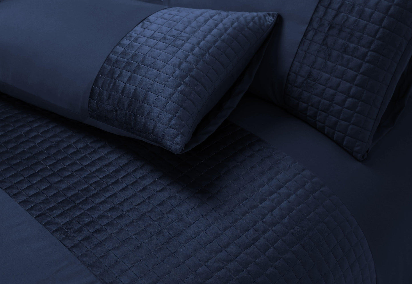 Velvet Patch Duvet Cover Set- Navy - Bedding Park