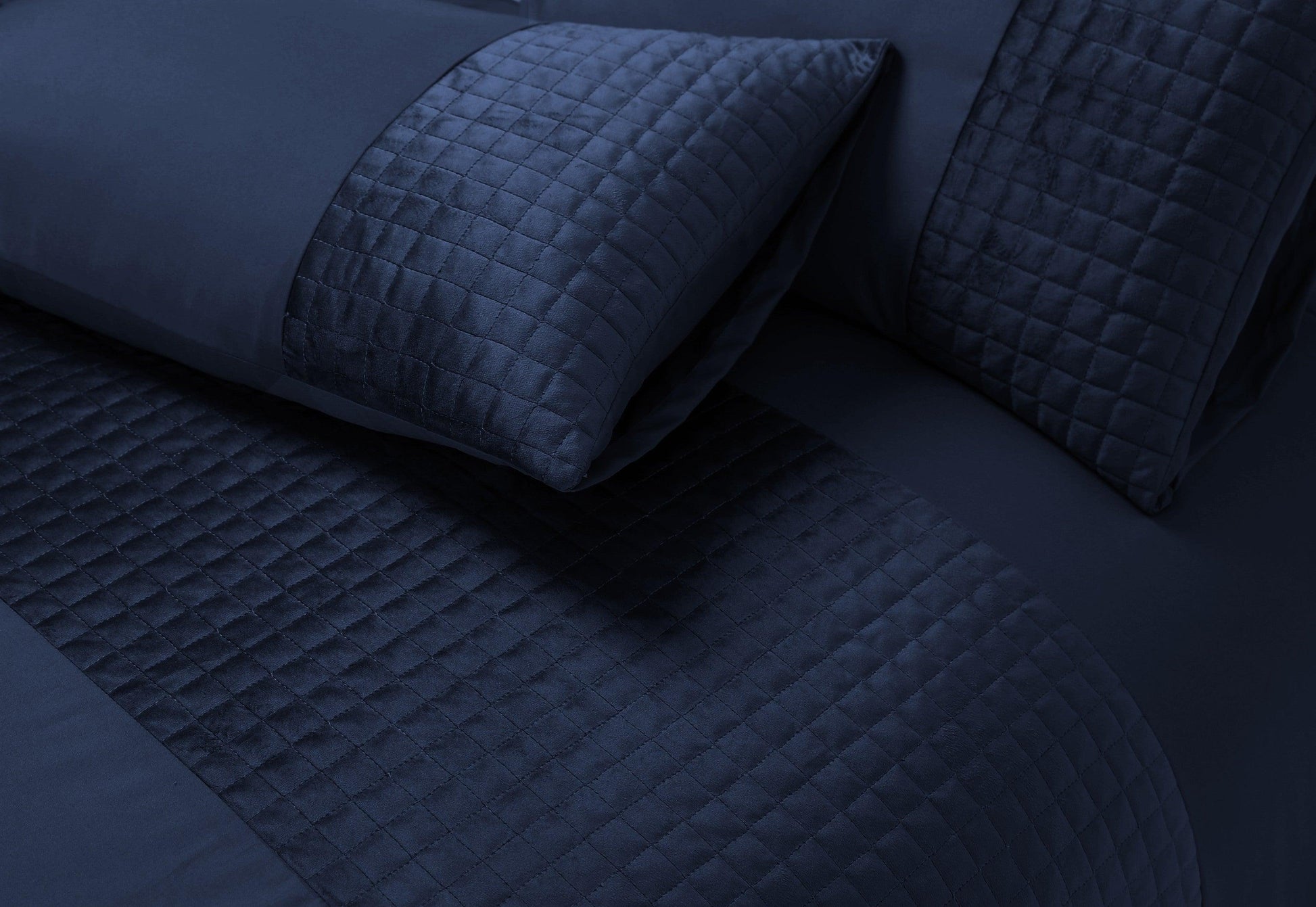 Velvet Patch Duvet Cover Set- Navy - Bedding Park