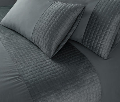 Velvet Patch Duvet Cover Set- Charcoal - Bedding Park