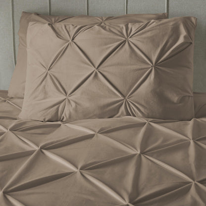 Velvet Pintuck Duvet Cover Set - Taupe - Bedding Park