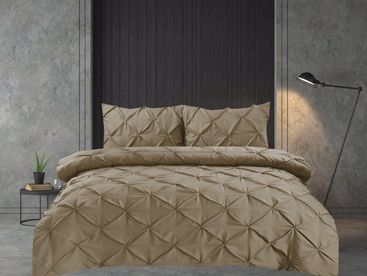 Pintuck Duvet Cover Set- Taupe - Bedding Park