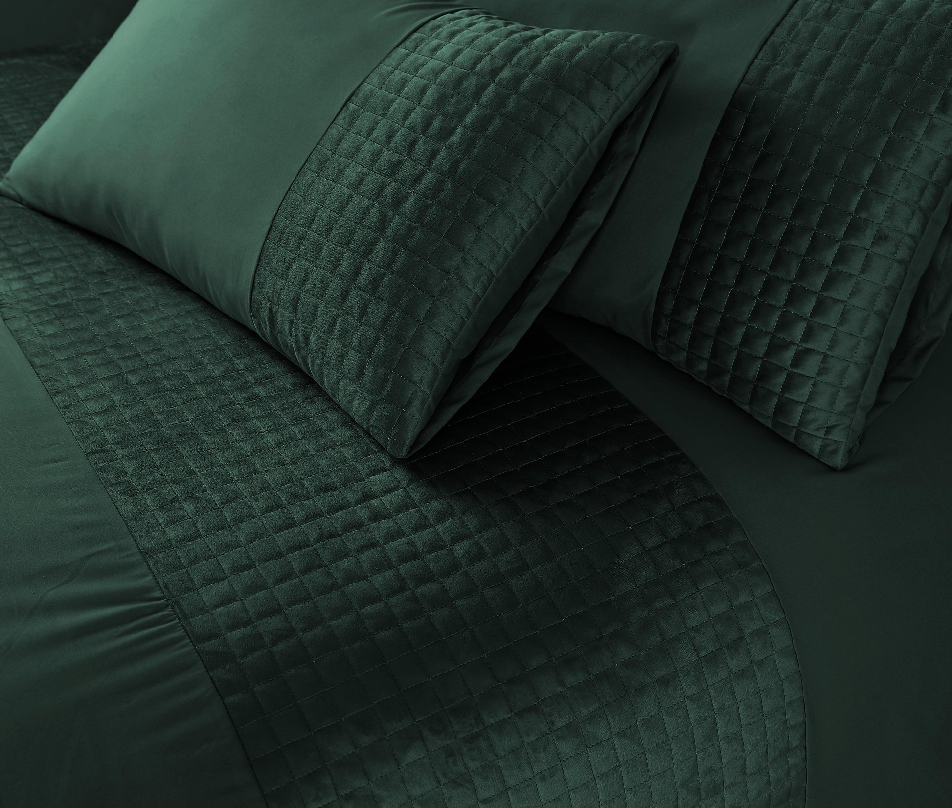 Velvet Patch Duvet Cover Set- Bottle Green - Bedding Park