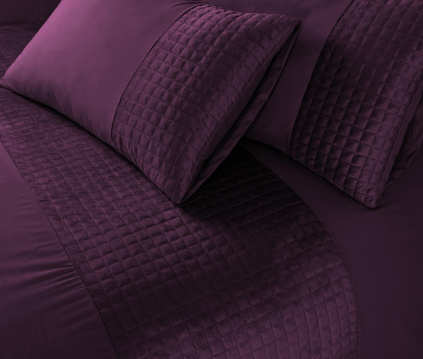Velvet Patch Duvet Cover Set - Damson - Bedding Park