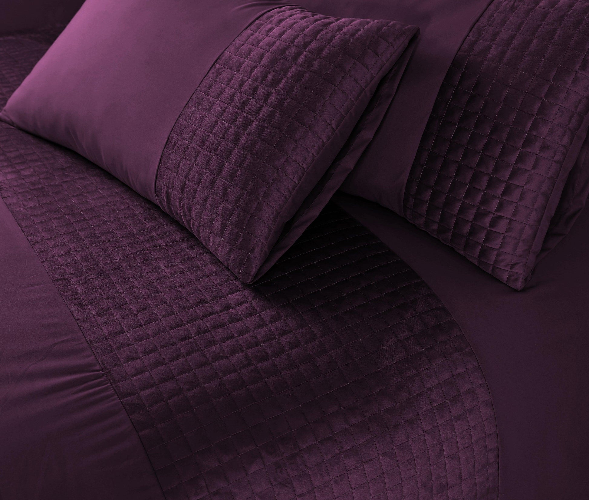 Velvet Patch Duvet Cover Set - Damson - Bedding Park