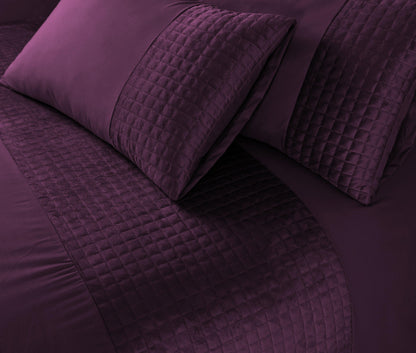 Velvet Patch Duvet Cover Set - Damson - Bedding Park