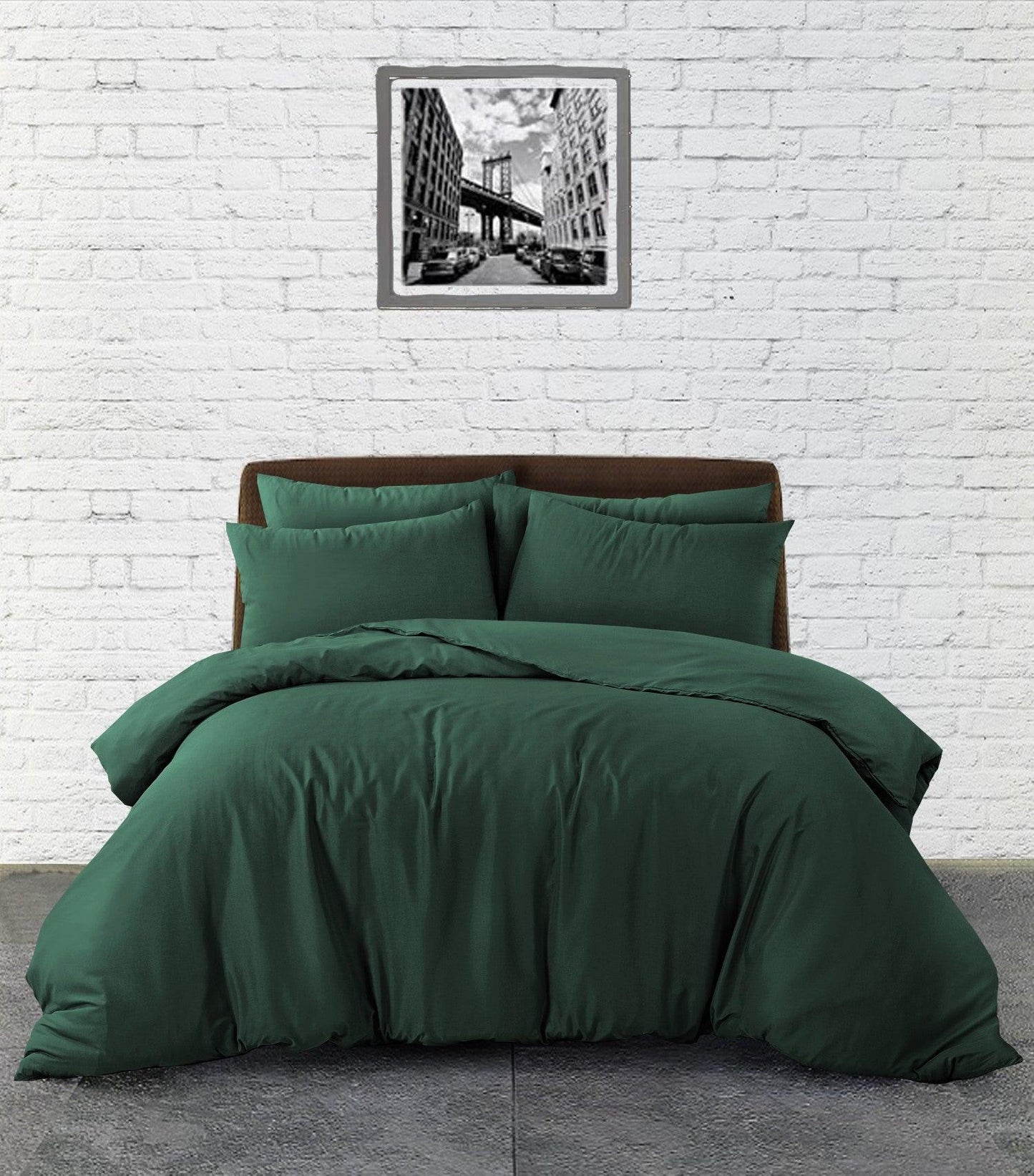 Plain Duvet Cover Set - Bottle Green - Bedding Park