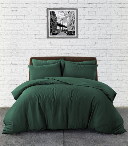 Plain Duvet Cover Set - Bottle Green - Bedding Park