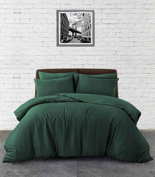 Plain Duvet Cover Set - Bottle Green - Bedding Park