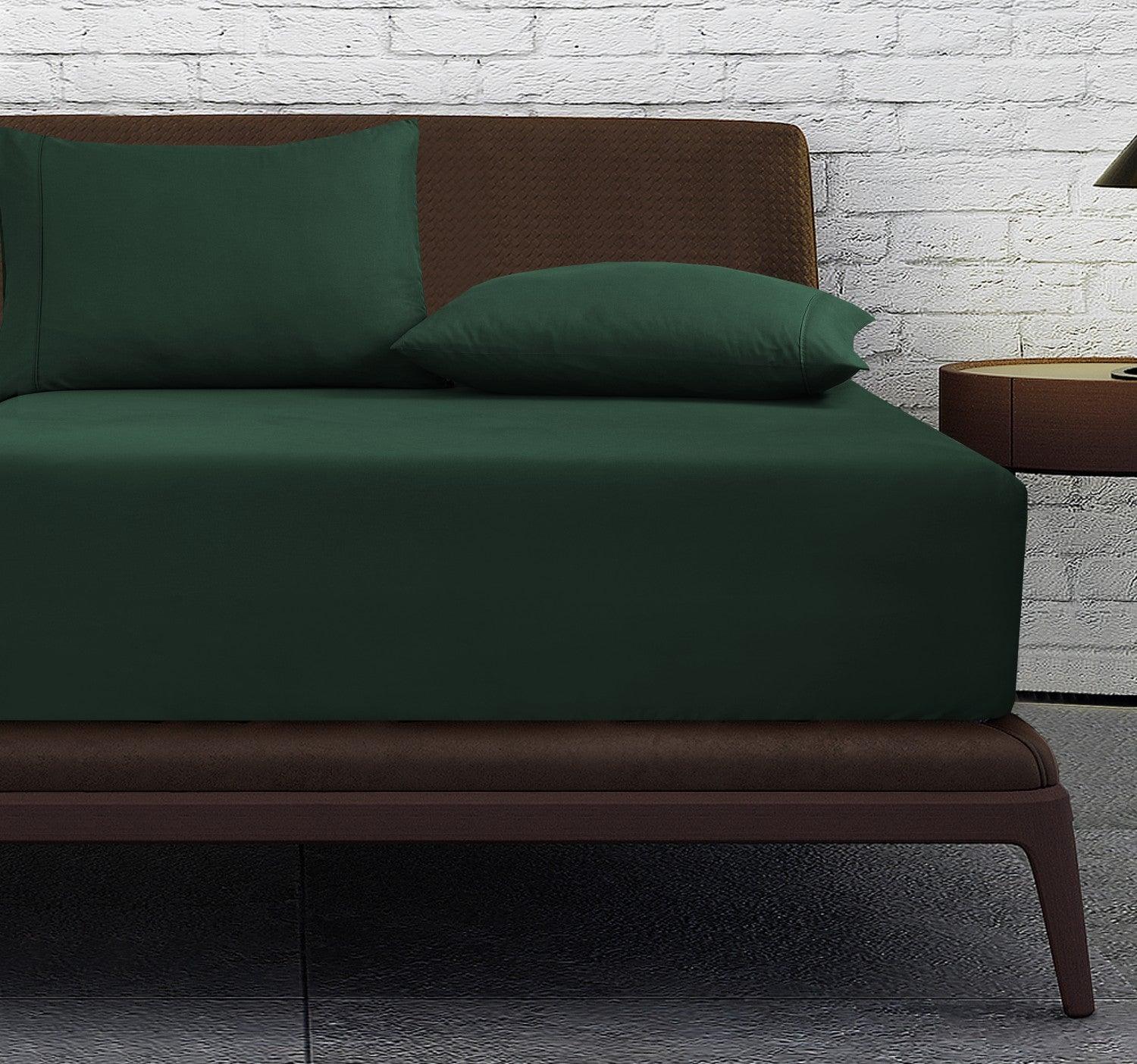 Fitted Bed Sheet - Bottle Green - Bedding Park