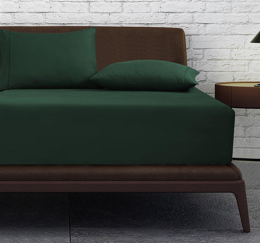 Fitted Bed Sheet - Bottle Green - Bedding Park