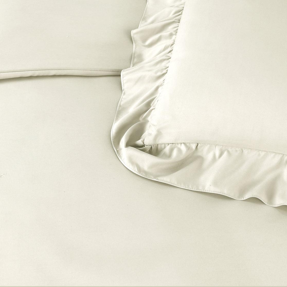 Ruffle Duvet Cover Set - Cream - Bedding Park