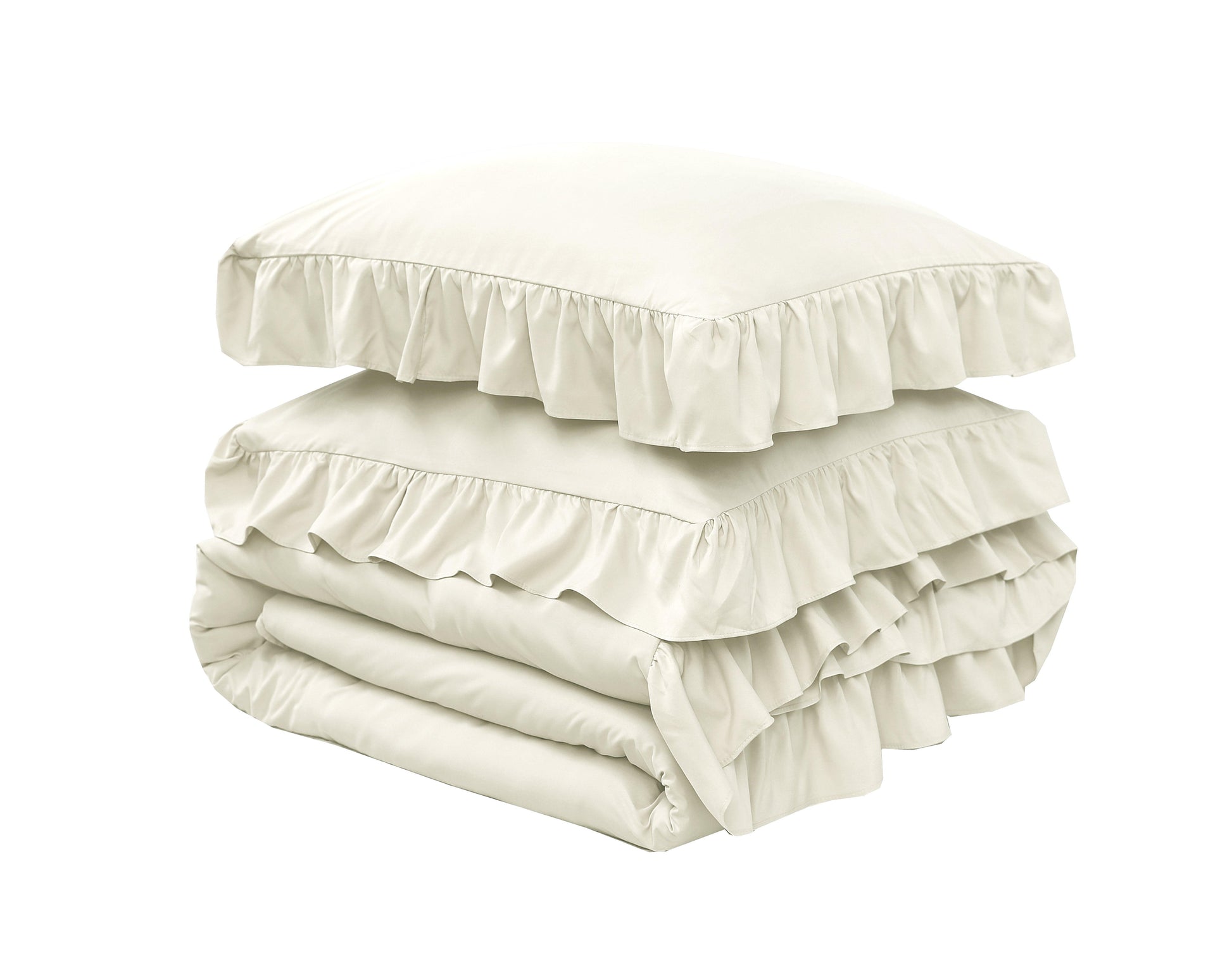 Ruffle Duvet Cover Set - Cream - Bedding Park
