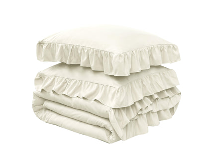 Ruffle Duvet Cover Set - Cream - Bedding Park