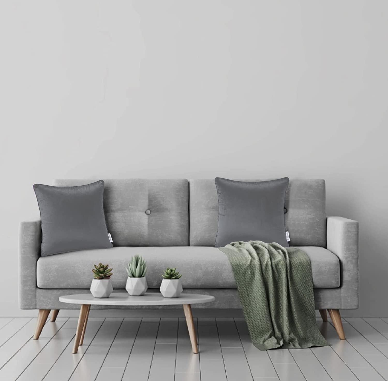 Velvet Cushion Covers - Charcoal - Bedding Park