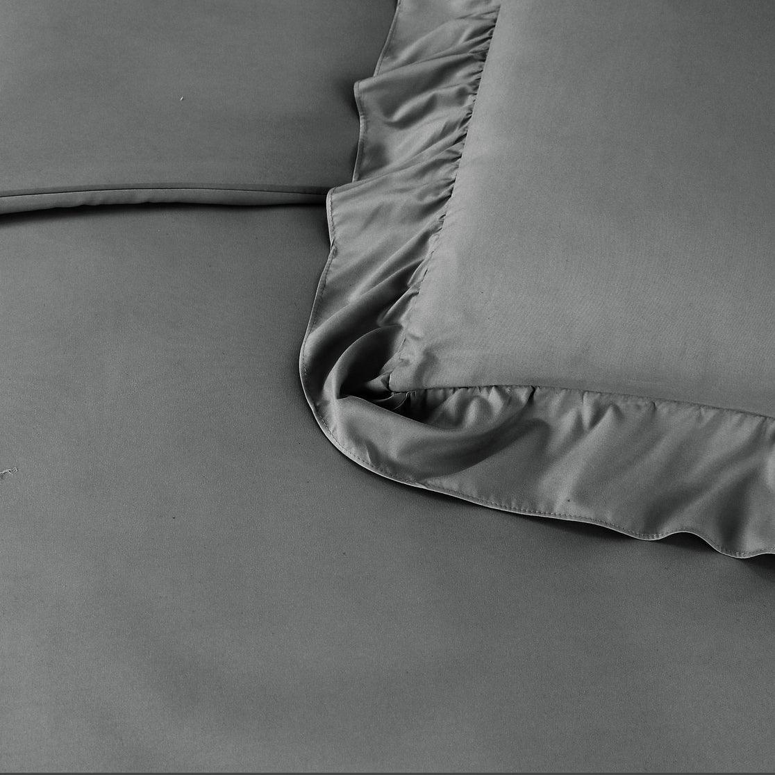 Ruffle Duvet Cover Set - Charcoal - Bedding Park