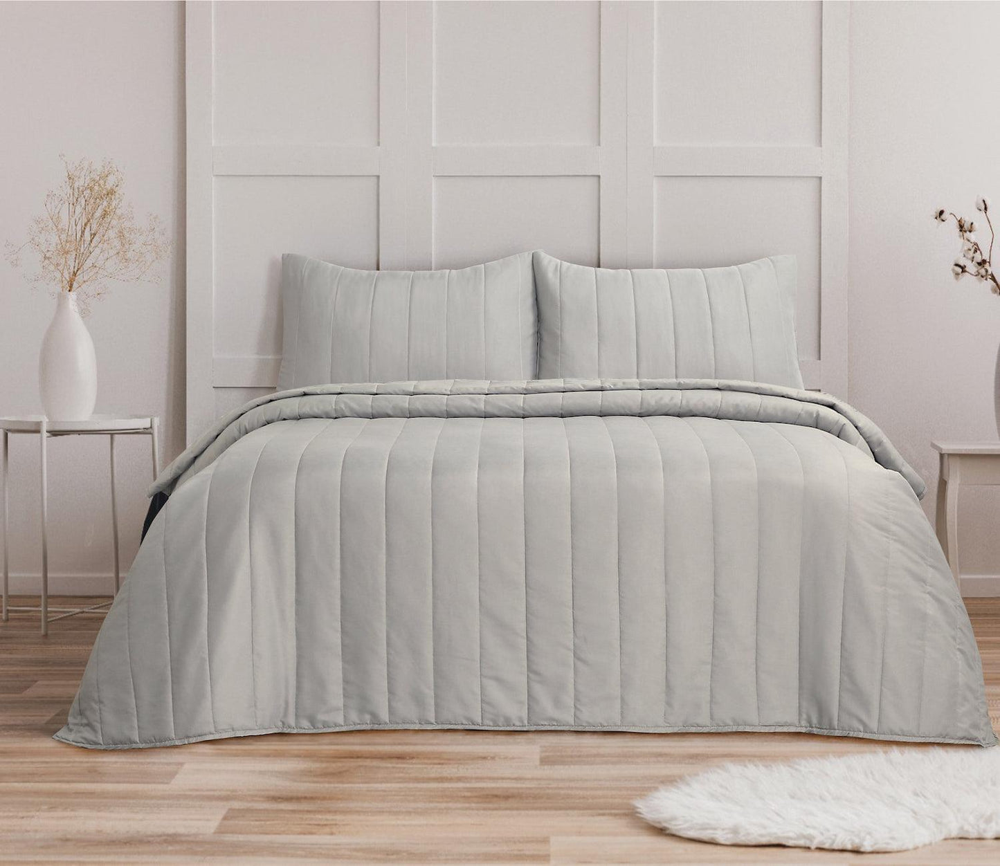 Quilted Stripe Bedspread - LINEN - Bedding Park