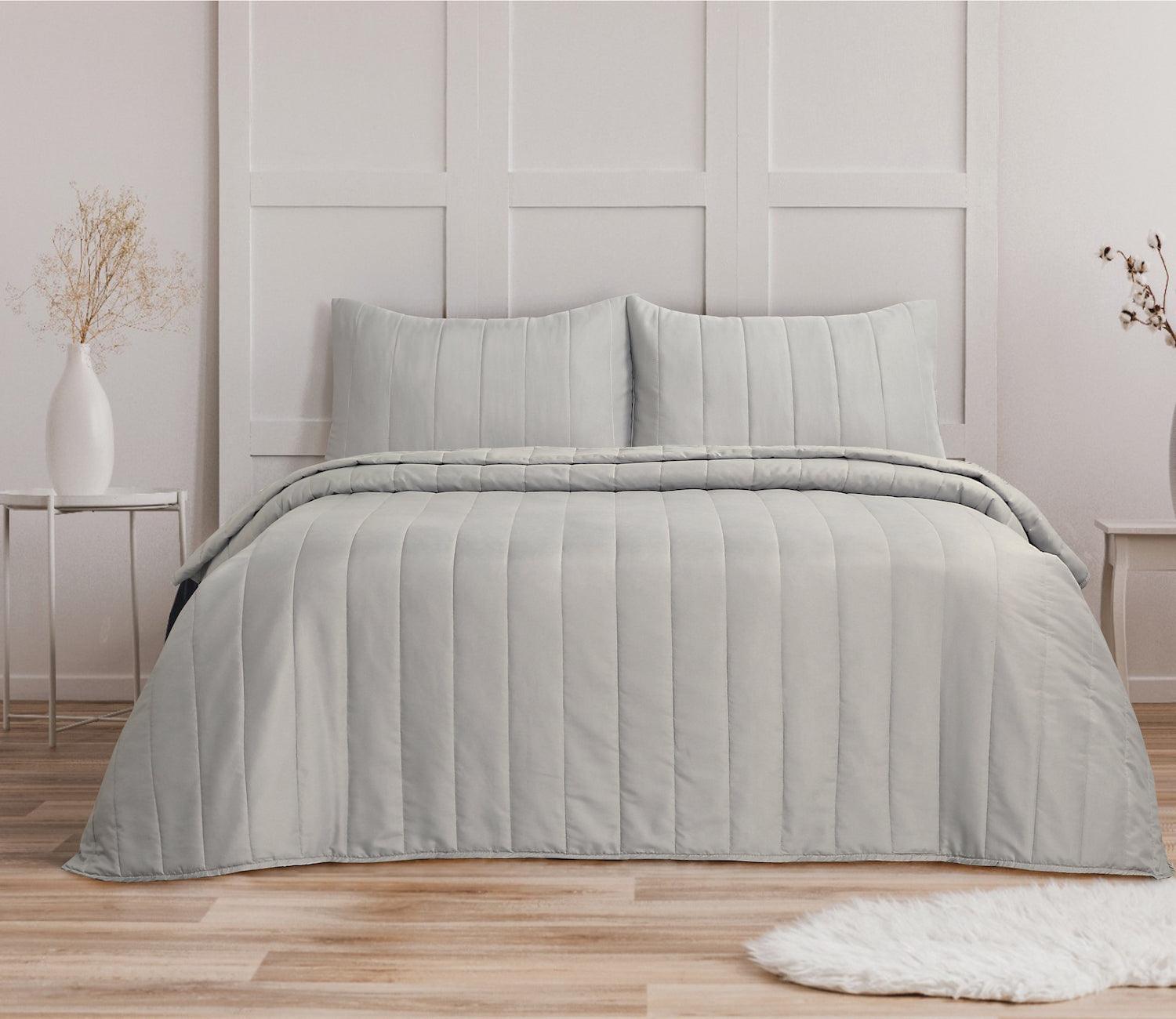 Quilted Stripe Bedspread - LINEN - Bedding Park