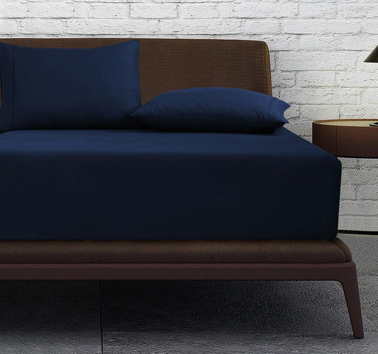 Fitted Bed Sheet - Navy - Bedding Park