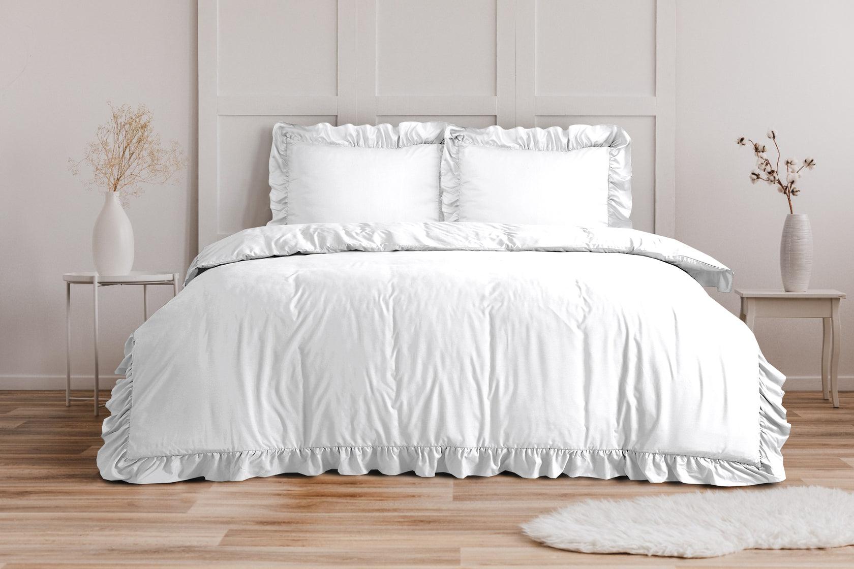 Ruffle Duvet Cover Set - White - Bedding Park