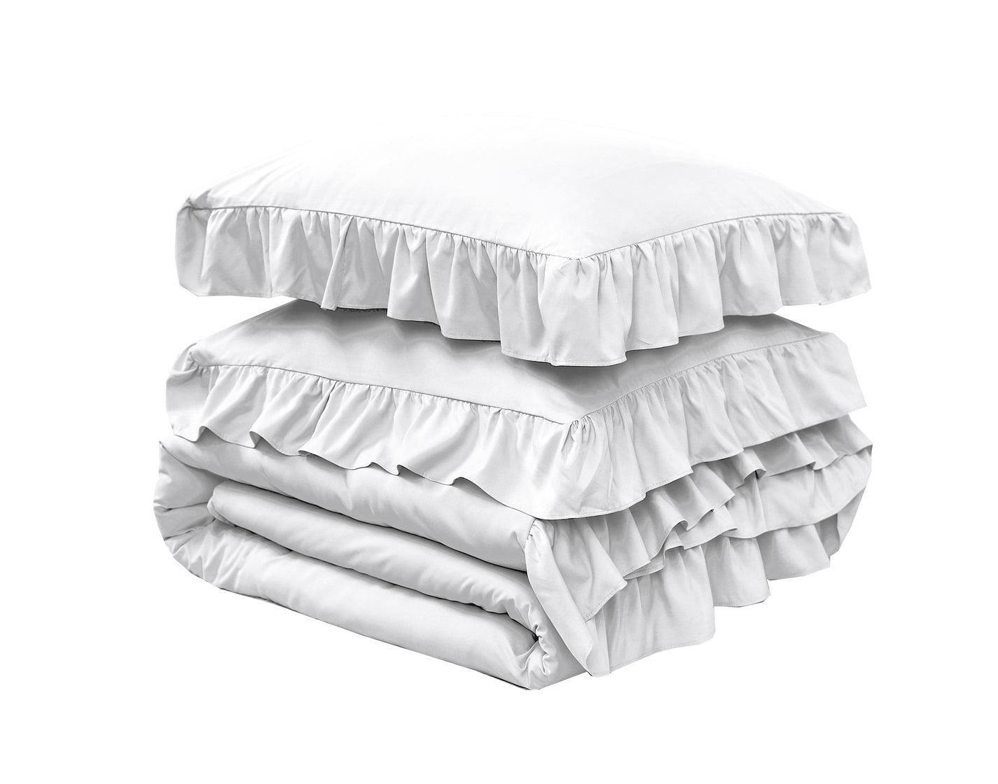 Ruffle Duvet Cover Set - White - Bedding Park