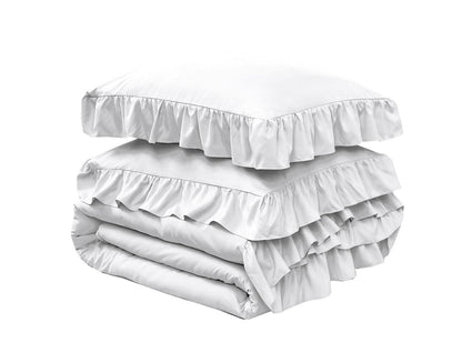Ruffle Duvet Cover Set - White - Bedding Park