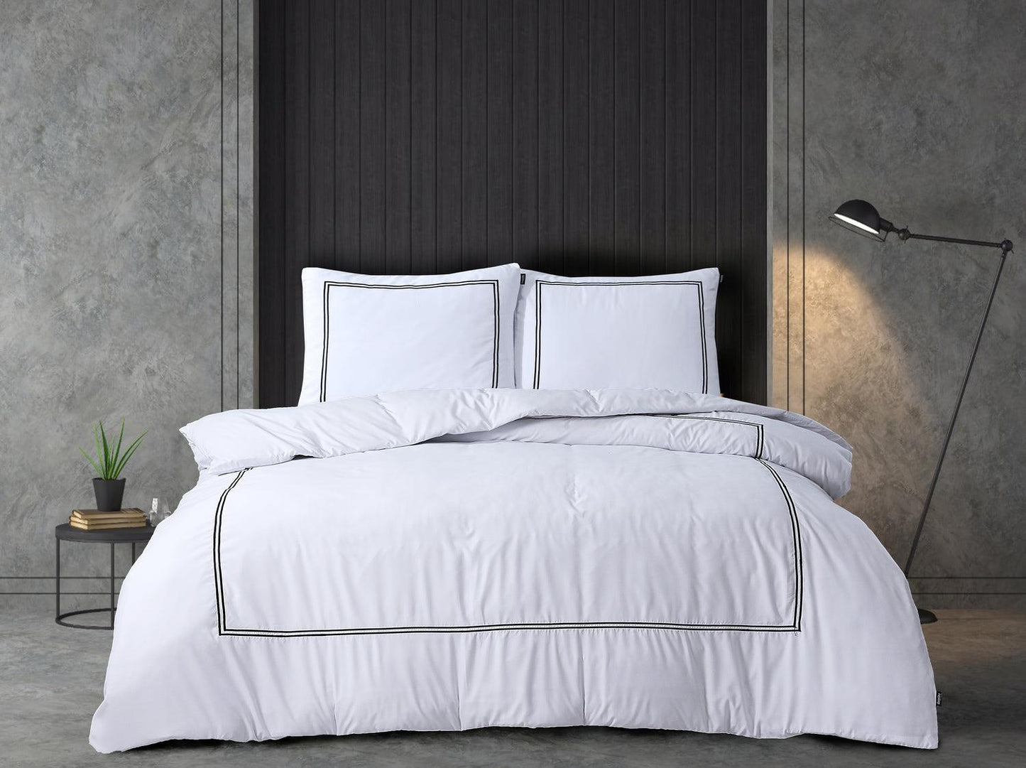 Duvet Cover Set with Barat Embroidery - White - Bedding Park